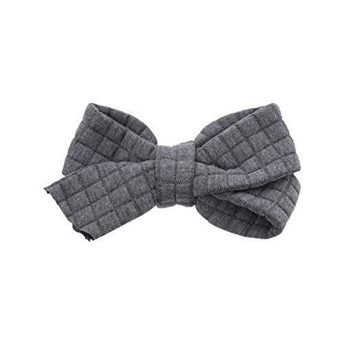 Grey Quilted Cotton Bow Clip For Girls Toddlers Small