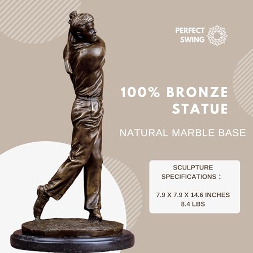 Estatua de Hombre Golfista de Bronce 14.6 pulgadas miniatura 2