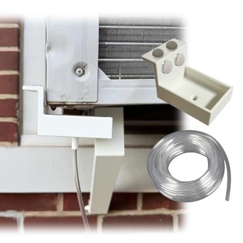 SUNUCO Kit de drenaje magnético de aire acondicionado de ventana de 10 pies, bandeja de goteo, manguera de CA portátil que desvía la condensación lejos de ventanas y paredes, se puede fijar firmemente