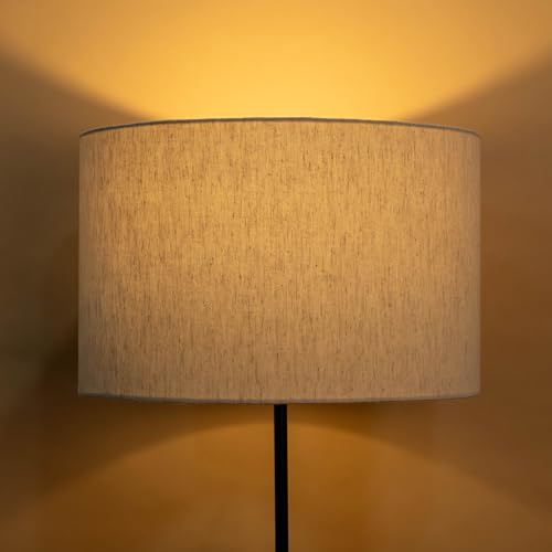 Image of Divine Trends Cotton Off White Drum Lamp Shade 12 inch Inches Bottom Diameter Compatible with E27 & E14 Holders (Pack of 1)