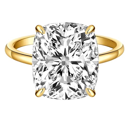Bague de fiançailles pour femme en oxyde de zirconium plaqué or blanc 14k