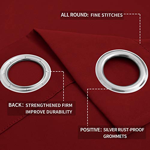 Image of Easy-Going Blackout Curtains for Bedroom, Solid Thermal Insulated Grommet and Noise Reduction Window Drapes, Room Darkening Curtains for Living Room, 2 Panels (52x63 in,Christmas Red)