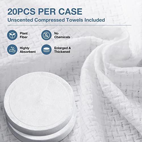 100PCS Compressed Towels, Super Soft Coin Tissue Towel 20PCS Per Case, Enlarged Thickened Disposable Compressed Towel Tablets, Add Water to Get Wipes for Home, Office and Outdoor Use - Image 3