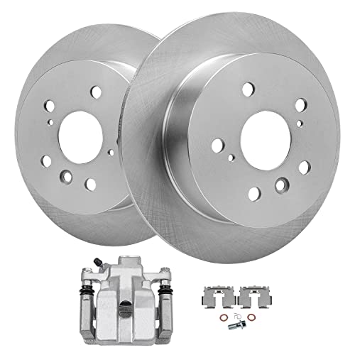 Image of Detroit Axle - Rear Disc Brake Rotors Driver Side Brake Caliper Replacement for Toyota Camry Avalon Lexus ES350 ES300H - 3pc Set