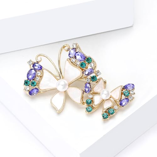 Image of Animal Brooch for Women Zirconia Rhinestone Abalone Shell Animal Lapel Pin Christmas Birthday Holiday Gift for Wife Mother Girlfriend Daughter