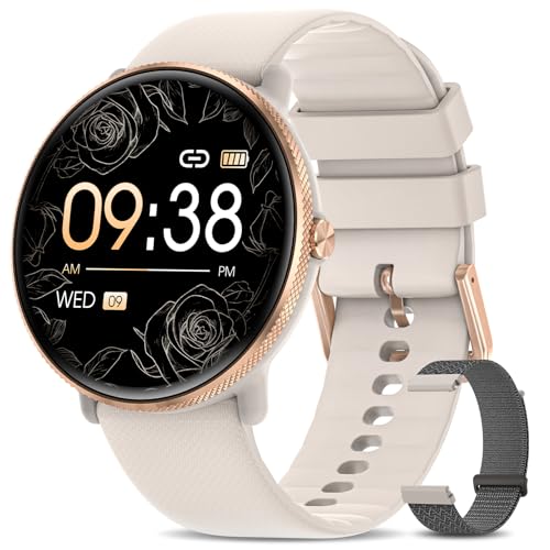 DEKEFIT Montre Connectée Femme avec Appel Bluetooth 5.3, 1,39"AMOLED Smartwatch Femme IP68 avec 120+ Modes Sportifs/Fonction Féminine/Fréquence Cardiaque/Calories/Sommeil,Cadeau Femme pour Android iOS