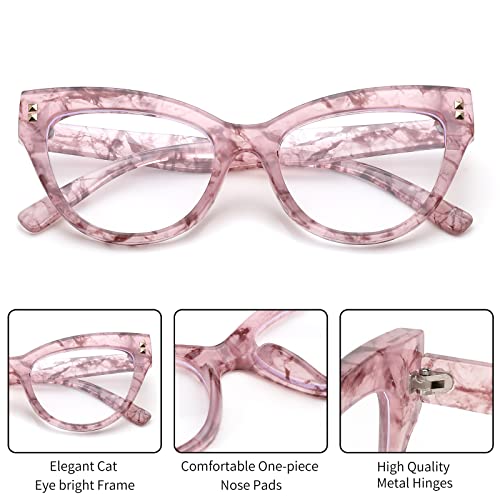 Image of FEISEDY Women Oversized Blue Light Blocking Computer Glasses Fake Nerd Cat Eye Glasses Frame Anti Eyestrain B2323