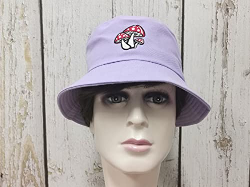 Mushroom Embroidered Bucket Hat For Women Men Girl, Light Purple Summer Travel Unisex Embroidery Beach Sun Hat Outdoor Fisherman Cap #TOP5