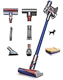 Premium Dyson V7 Allergy HEPA Cordless Stick Vacuum Cleaner: Lightweight, Powerful, Bagless Ergonomic, Telescopic Handle, Rechargeable Battery, Height Adjustable, White + Hubxcel One Microfiber Cloth