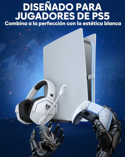 Miniatura 2 de Nubwo G06 Auriculares De Juegos Inalámbricos Duales Con Micrófono Para Ps5, Ps4, Pc, Mobile: 2.4ghz Wireless Bluetooth - Batería De 100 Horas - Controladores De 50 Mm - Blanco
