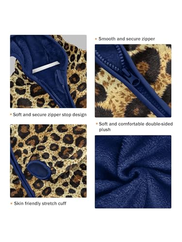 Leopard Animal Skin Texture Girls Fleece Jacket Girls Fall Jacket Boys Coats Zip Up Hoodie Children Outerwear 2-10T3