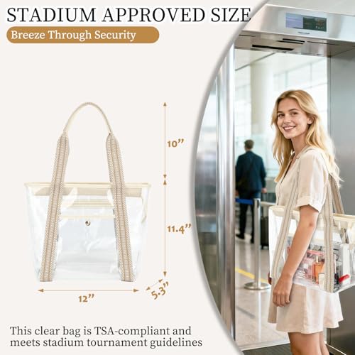 Image of Fammart Clear Bags 12x6x12 Stadium Approved, Jelly Tote Bag for Women with Zipper for Beach Sports Concerts Work