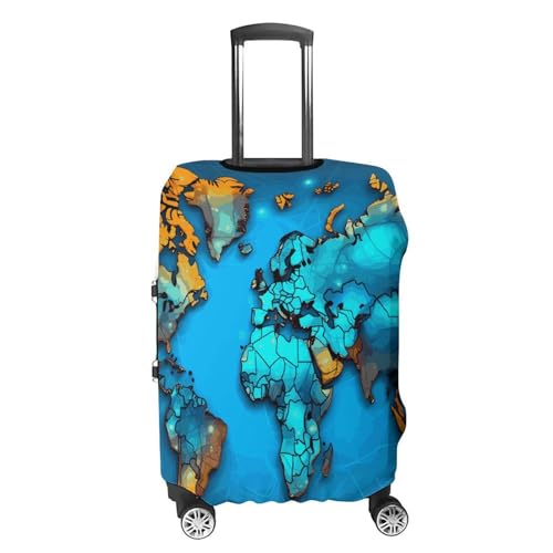 World Map Luggage Cover Elastic Suitcase Protector Case Anti-Scratch Washable Baggage Covers Protector For Traveling, Aircraft Consignment S4