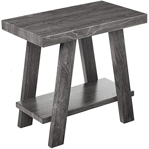 Roundhill Furniture Athens Contemporary Wood Shelf Side Table, Gray Cover