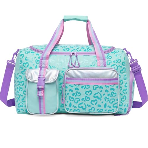 Kids Duffle Bag, Girls Women Travel Bag, Overnight Bags for Girls Women, Dance Sleepover Bags with Shoes Compartment
