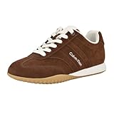 Calvin Klein Women's Hendrea Sneaker, Dark Brown Suede 200, 9.5