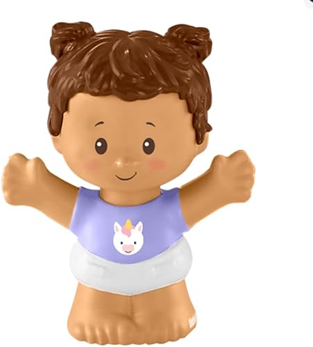 Pieza de repuesto para Fisher-Price Little People Snuggle Twins - GKY44 ~ Figura de niña gemela ~ Camisa morada con unicornio y coletas