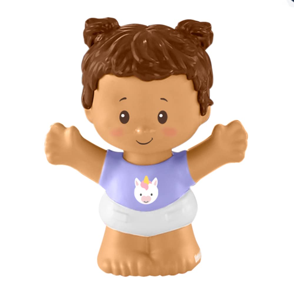 Fisher-Price Ersatzteil Little People Snuggle Twins Spielset GKY44 – Ersatz-Mädchen-Figur mit lila Shirt mit Einhorn und Zöpfen