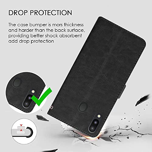 Image of Flip Cover Compatible with Samsung Galaxy M20 | Premium Leather Finish | Inbuilt Pockets & Stand | Flip Cover Back Case for Samsung Galaxy M20 (Black)