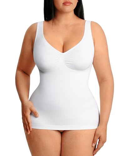 Image of FeelinGirl Women Shapewear Tank Top Tummy Control Compression Tanks V Neck Seamless Body Shaper Camisole Tops for Women
