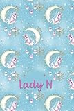  Lady N: Dot Grid Journal with Her Unicorn Name/Initial with Christmas Theme