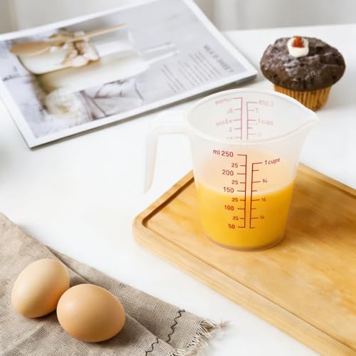 Juego de 2 vasos medidores de plástico de 8.45 onzas con mango miniatura 5