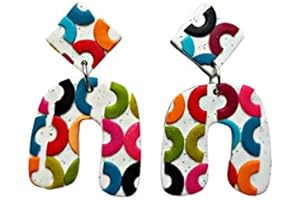 Colorful U-Shape Polymer Clay Dangle Drop Earrings: A Unique Gift for Women Boho Style Enthusiasts