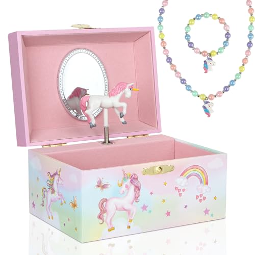Taduoduo Musical Jewelry Box for Girls- Glitter Storage Box and Jewelry Set- Gifts for Girls, The Unicorn Song - by The Irish Rovers, Unicorn Toys