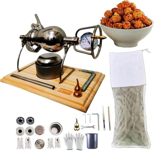 MáQuina Hacer Palomitas MaíZ Tradicional China, MáQuina Hacer Palomitas Acero Inoxidable 304 con VáLvula ReductorapresióN Base La Tabla Madera, DiversióN para (520ml)