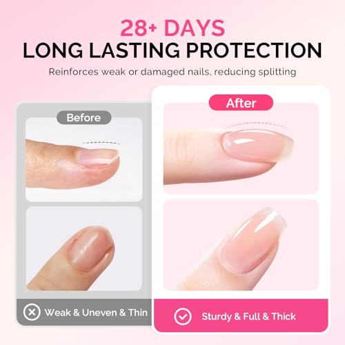 Image of MelodySusie Builder Gel Nail Polish Set, Base Colors Nude Clear Pink 8 in 1 Nail Thickening Rubber Base Gel Polish,Soak Off UV Extension,Rhinestone Nail Glue in a Bottle Gift for Women 6 Colors
