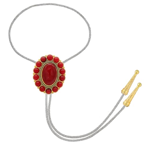 Image of GelConnie Bolo Tie for Men Women Western Cowboy Turquoise Leather Necktie | Natural Stone Bolo Tie Necklace for Women Rodeo Cowboy Leather Necktie Native American Western Cowgirl Ties Adjustable Cord