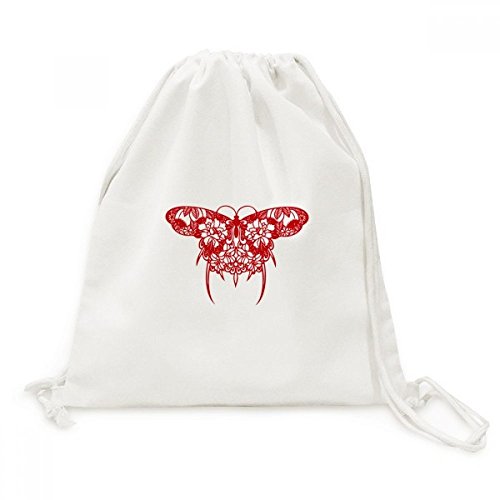 Sac cordon papillon cerf-volant chinois en toile rouge pliable
