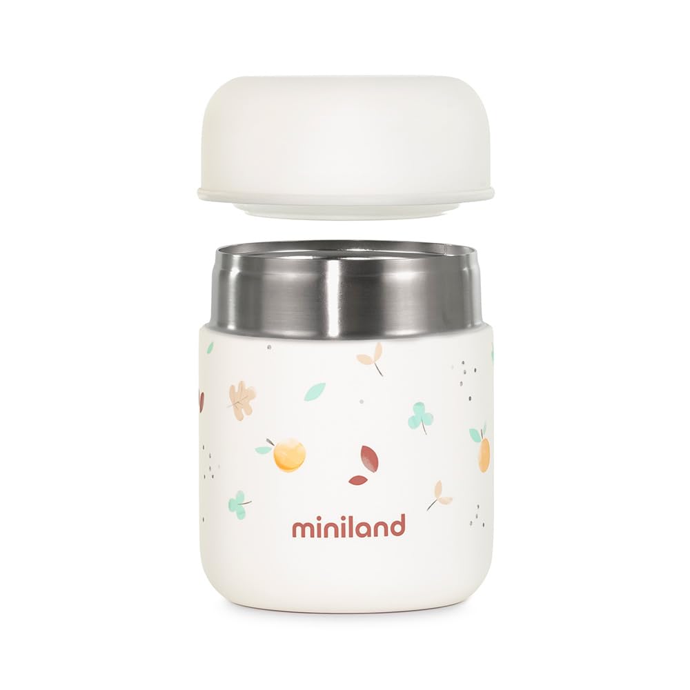 Miniland Food Thermy Mini Valencia 280ml. Thermos per alimenti per bambini da 280 ml, con doppio strato di acciaio che mantiene la temperatura del cibo per ore.