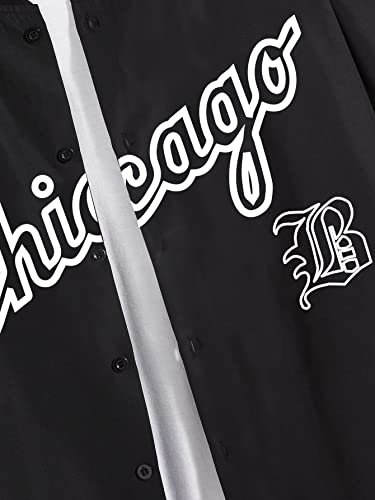 SOLY HUX Men's Letter Print Short Sleeve Button Down Shirt Top4