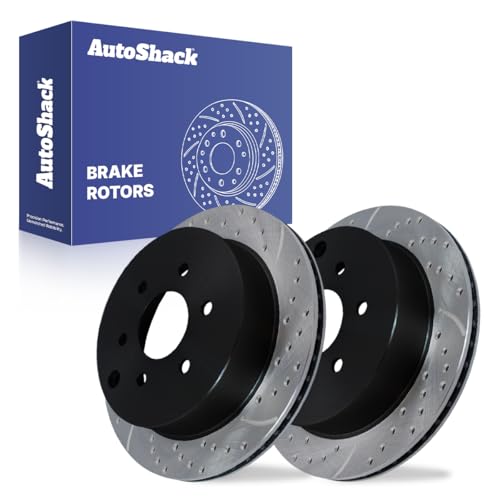 AutoShack Rear Drilled & Slotted Brake Rotors | Replacement for 2005-2015 Nissan Xterra 2005-2025 Frontier 2009-2012 Suzuki Equator 2.5L 3.8L 4.0L V6 4WD RWD | E-Coated | 2-PC Set | ShadowGuard