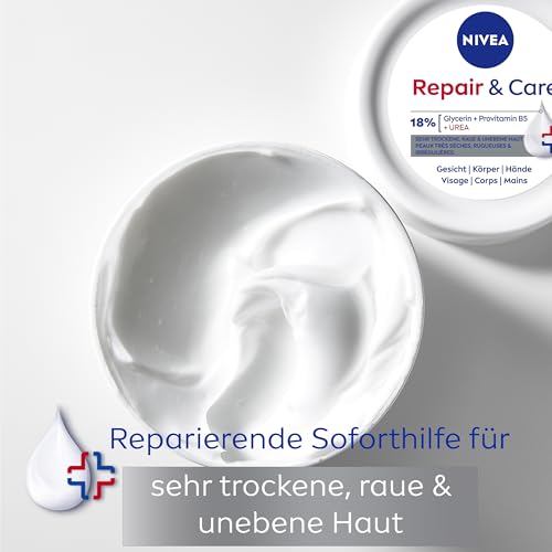 NIVEA Repair & Care Creme Glycerin + Urea (400 ml), intensiv pflegende Creme für 72h Feuchtigkeit… – Ansicht 5