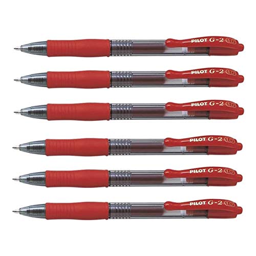 Pilot G2 Gel Ink Rollerball Pens 10 Pens Large Pack of 6 Red