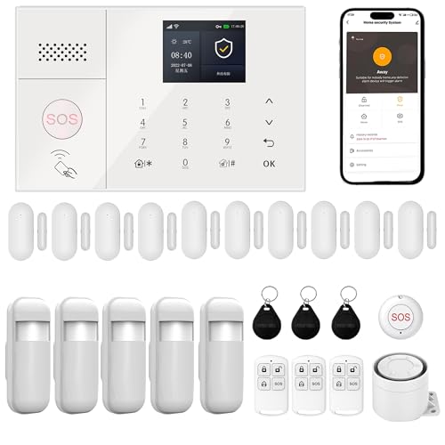RenseCum Système d'alarme RenseCum pour la Maison : Wi-FI, écran Tactile, Commande Via Application – Système de sécurité 24 pièces pour la Maison,...