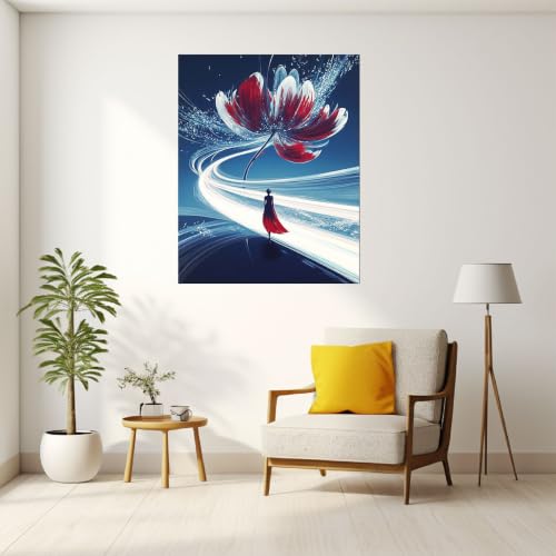 Affiches décoratives fleurs rouges tableau toile moderne de qualité