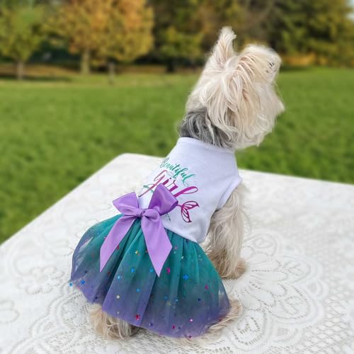 Dog Dress for Small Dogs, Spring Summer Skirt for Female Puppy, Pet Tulle Dress, Yorkie Chihuahua Birthday Party Lace Costume Tutu Apparel by Yikeyo - Used condition - Image 2
