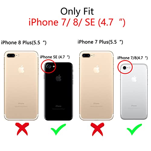 Fycyko Compatible With Iphone 7/8/Se Case With Phone Charm Srap, Cute Bear Love Heart Pattern With Pearl Bracelet Chain Sparkly Phone Case Camera Protect #TOP1