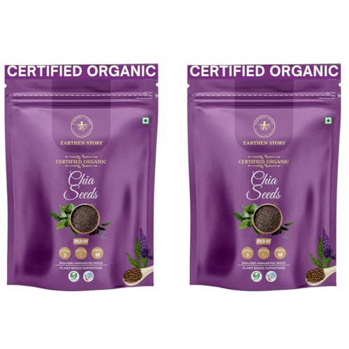 Image of Earthen Story Organic Chia Seeds 1kg (500g x 2) | Lab Tested for 250+ Pesticides | Certified Organic (NPOP) & Traceable with Transaction Certificate | Rich in Omega 3 & Dietary Fibre