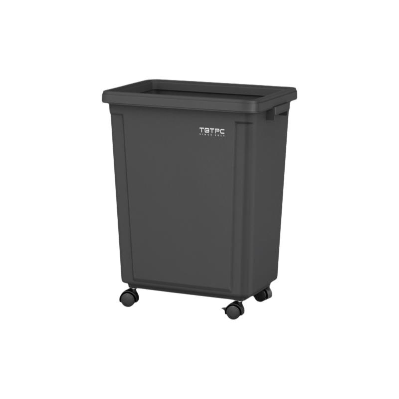 Wheeled Trash Can, Large Capacity, with Lid, Outdoor, Kitchen, Office Grey 30L Rectangle-image-12