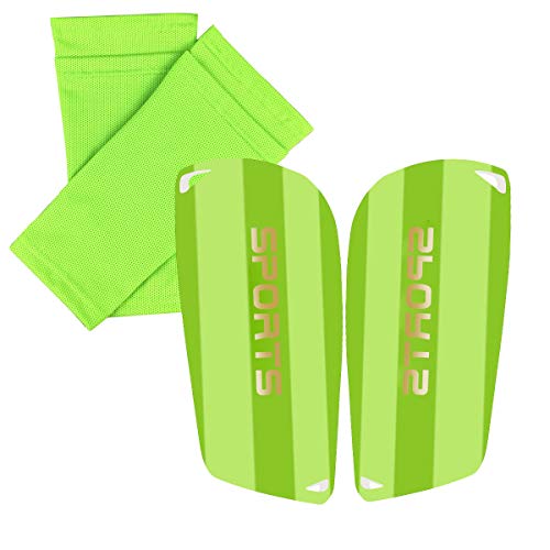 Soccer Shin Guards for Kids Youth, Shin Guard and Shin Guard Sleeves for Boys and Girls for Football Games EVA Cushion Protection Reduce Shocks and Injuries Green M