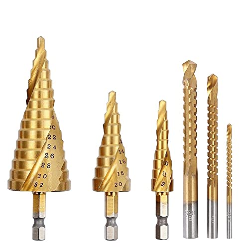 Juego de brocas escalonadas de titanio de 6 piezas miniatura 1