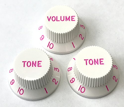 (日本製) STノブ ホワイト Volume Tone x2 セット、インチサイズ (ピンク)