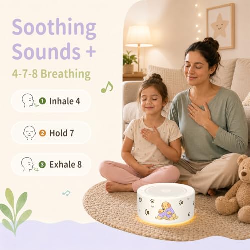 Image of Kipcush White Noise Machine for Baby & Adults, Sleep Sound Machine with 30 Soothing Sounds, 8-Color Night Light, Memory Function, White Noise for Sleeping, Nursery, Office, Travel, Relaxation