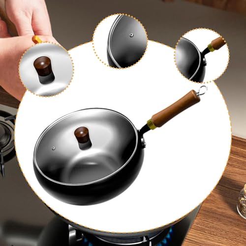 Wok de hierro con tapa y asa desmontable 24 cm miniatura 3