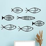 CroBlissful 7 Pcs Metal Fish Wall Decor Art Beach Nautical Coastal Wall Decor Modern Summer Ocean Theme of Fish Wall Art for Indoor Outdoor Home Bedroom Living Room Office