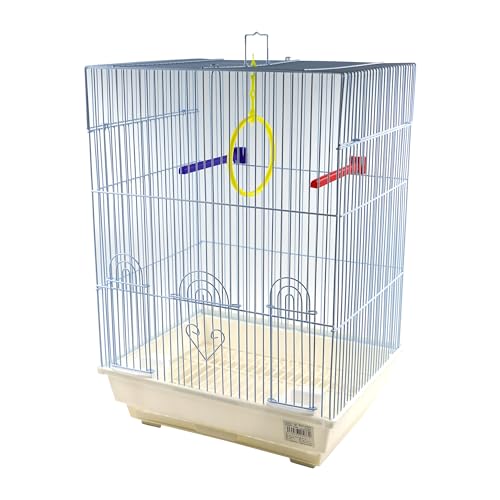 Jaula para pájaros con comederos, Palos y Columpios Jaulas pájaros Jaula agapornis 34.5 * 28 * 48CM Color Aleatorio (SOY0033)